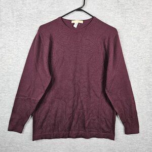 STUDIO 121 Women's Dark Red Round Neck Long Sleeve Pure Wool Sweater Size M